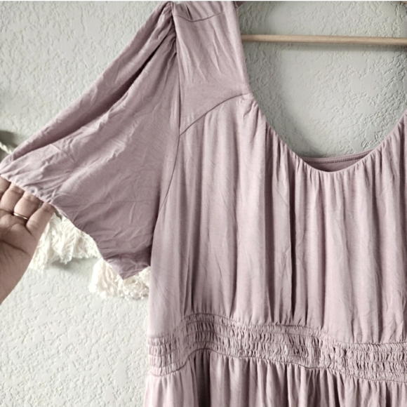 Torrid Super Soft Knit Blush Pink Pocke Jersey Empire Waist Puff Sleeve Dress 2X - Picture 7 of 9